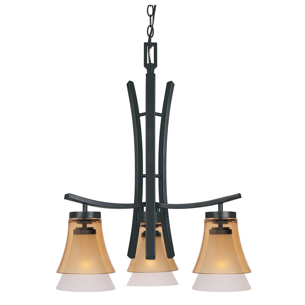 Designers Fountain 83183-ORB 3 Light Chandelier in Oil Rubbed Bronze (Clear Champagne with Frosted White Glass inside Glass)